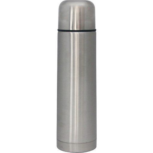 Logo baskılı 750 ml Nimo termos matara, gümüş ve siyah renk seçenekleri, çift duvarlı vakumlu kaliteli termos, siyah deri çanta ile pratik taşınabilir termos, 304 paslanmaz çelik termos, iş ve özel kullanım için kişiselleştirilmiş termos