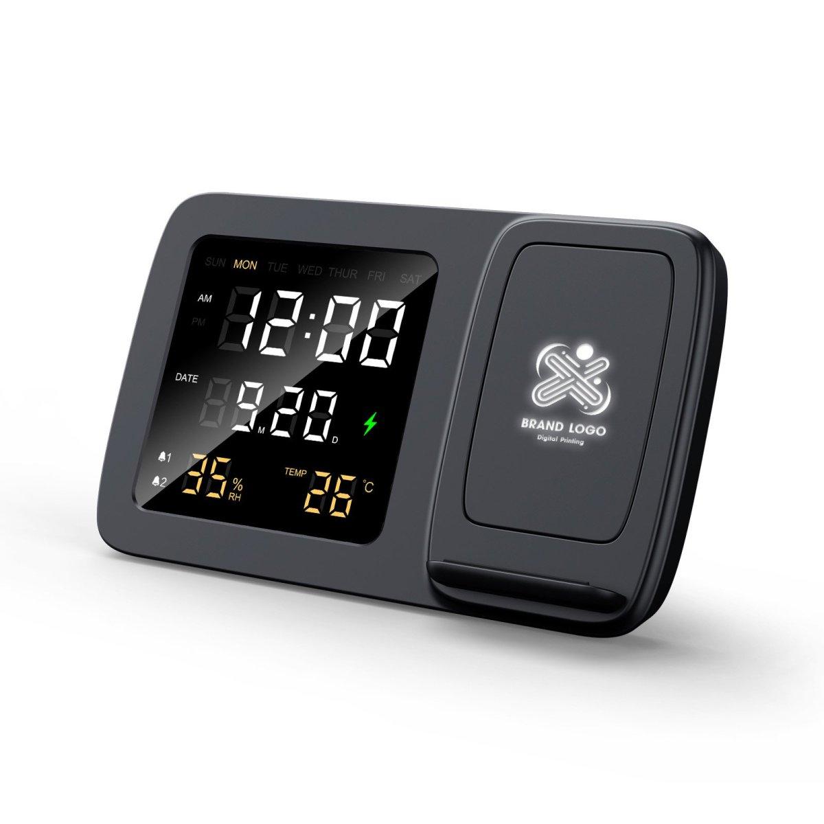Logolu | Baskılı Clock Dijital Saatli Kablosuz Şarj Cihazı 1 Logolu | Baskılı Clock Dijital Saatli Kablosuz Şarj Cihazı